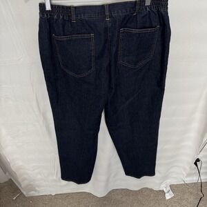 Ruby Rd. Side Elastic Straight Leg Women's size‎ 12 Dark Wash Blue Denim Jeans
